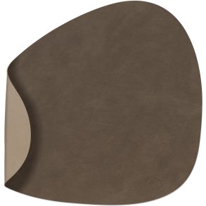 LIND DNA Curve Vendbar Recycled Læder Dækkeserviet 37x44 cm, Nupo Caviar/Clay Brown