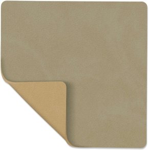 LIND DNA Square Vendbar Recycled Læder Glasbrik 10x10 cm, Nupo Herbal Dust/Khaki