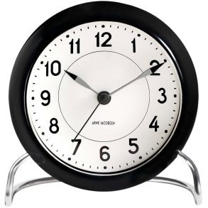 Arne Jacobsen Station Bordur m. Alarm Ø11 cm, Sort/Hvid