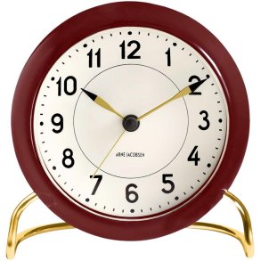 Arne Jacobsen Station Bordur m. Alarm Ø11 cm, Bordeaux/Guld