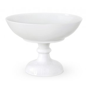 Royal Copenhagen Hvid Riflet Skål På Fod 15 cm