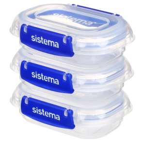 Sistema Klip It Plus Opbevaringsboks 3 stk. 180 ml, Blå