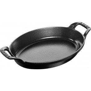 Staub Ovalt Støbejernsfad 28 cm, Sort