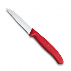 Victorinox Grøntsagskniv Bølgeskær 8 cm, Rød