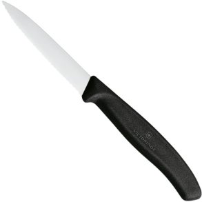 Victorinox Grøntsagskniv Spids Bølgeskær 8 cm, Sort