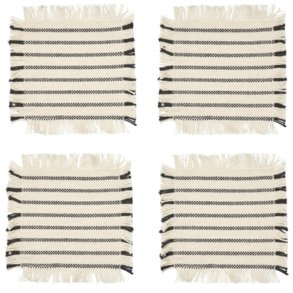 Broste Copenhagen Elouise Glasbrik 4 stk. 10x10 cm, Off White/Sort