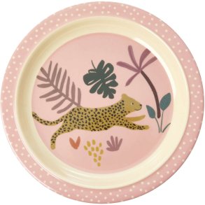 RICE Tallerken 22 cm, Pink Jungledyr