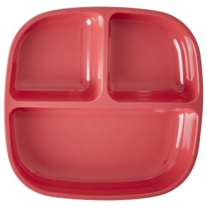 RICE Børnetallerken m. 3 rum 18,7 cm, Rød